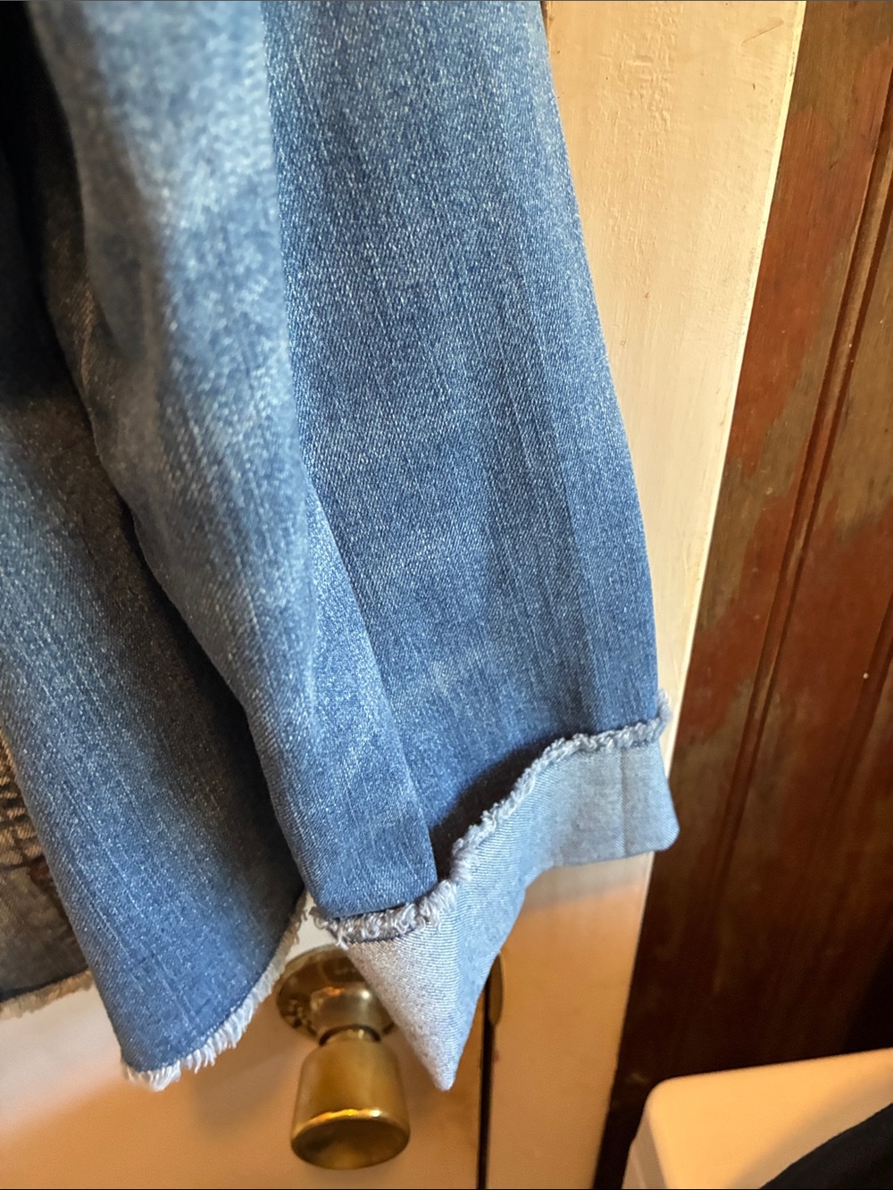 LOGO by Lori Goldstein Light Blue Denim Jacket with Frayed Trim - Picture 6 of 8